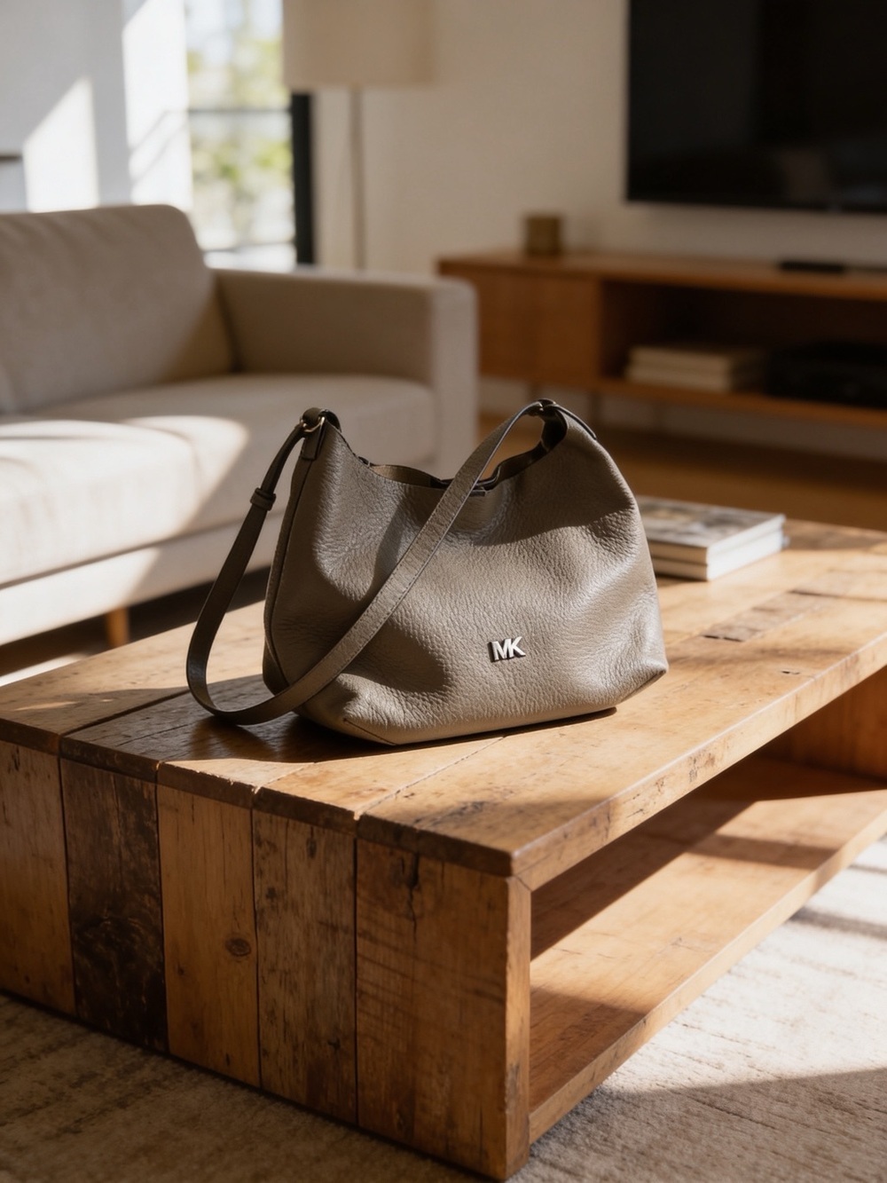 Michael Kors Pebbled Olive Shoulder Hobo Bag - Picture 1 of 10
